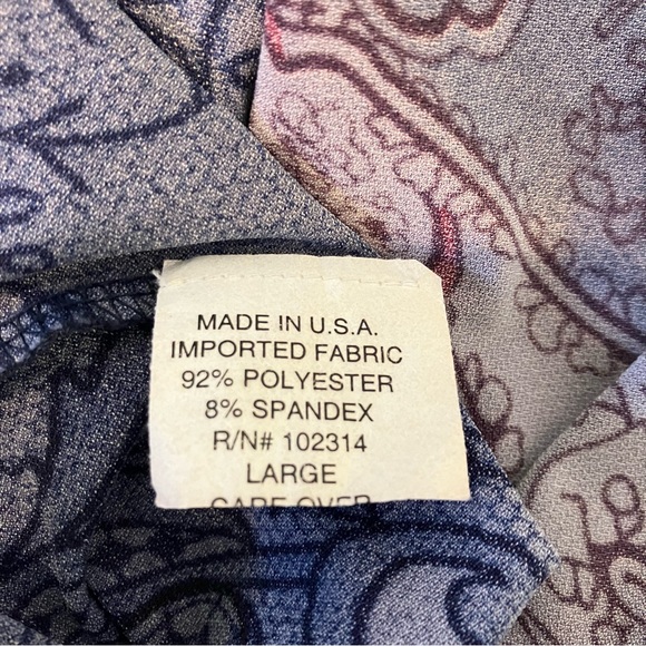 Jessica Max Long Sleeve Round Neck Blue & Purple Print Blouse, L - Picture 5 of 11